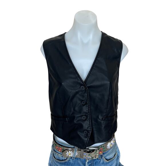 Pistola Black Faux Leather Vest Medium Menswear Dark Academia Whimsigoth $128 - Picture 6 of 10